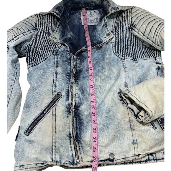 Vintage Denim Moto Jacket Size Medium - Picture 14 of 16